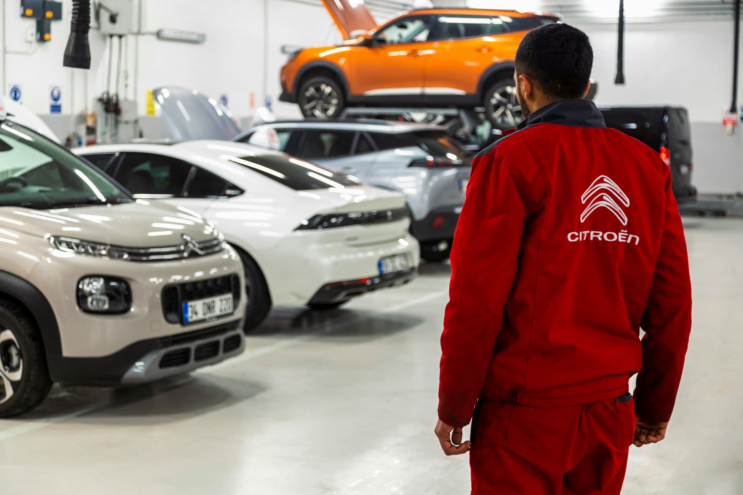 Mechaniker bei der Prüfung von Serviceeinträgen